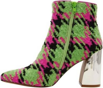 Betsey Johnson Womens Jackyy Boot In Green Multi Plaid