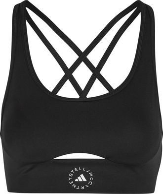 Stella McCartney Adidas X Stella Mccartney Logo-print Stretch-jersey Sports bra - Black - S (UK8-10 / S)