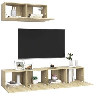 Berkfield Home TV Cabinets 3 pcs Sonoma Oak Engineered Wood in Light Oak