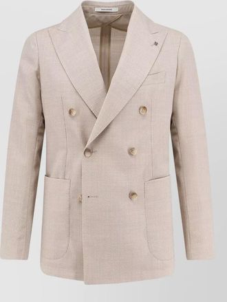 Tagliatore herringbone virgin wool double-breasted blazer