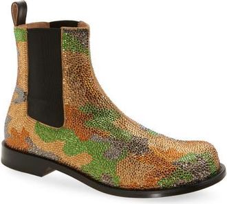 J.W.Anderson Camo Crystal Studded Chelsea Boot in Military Green Multi at Nordstrom, Size 9-9.5Us