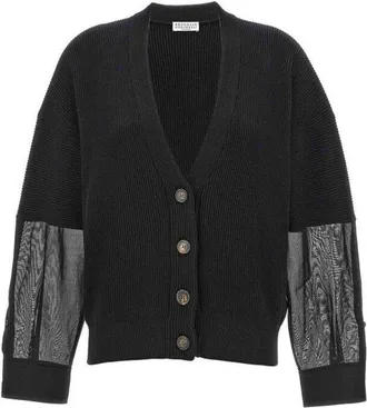 Brunello Cucinelli Black Ribbed Cotton Sweater, Size X-Large