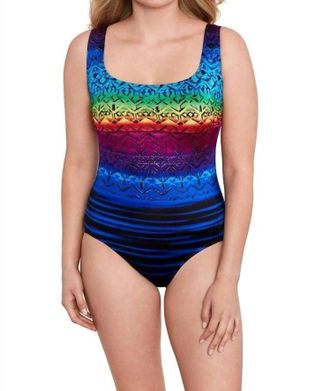 Longitude Mombasa Double X-Back Tank One Piece Brown In Multicolor