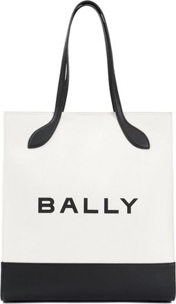 Bally White And Black Logo Shopping Bag-Donna