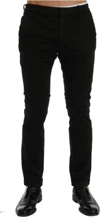 Costume National Zwarte Slim Fit Katoenen Stretchbroek - Heren - Slim Fit Broeken - Zwart - S - Katoen - Broeken