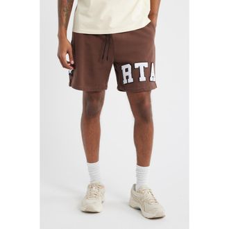 Rta Clyde Cotton Sweat Shorts in Brown Collegiate at Nordstrom, Size Xxx-Large
