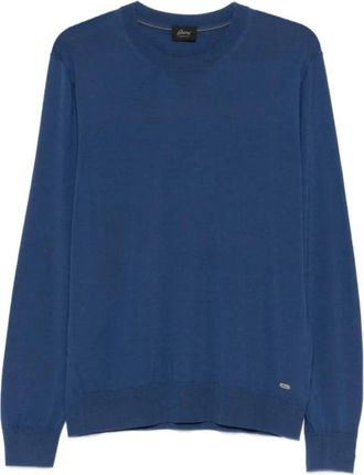 Brioni Trui met ronde hals en lange mouwen - Heren - Ronde hals truien - Blauw - 2XL - Truien & Vesten