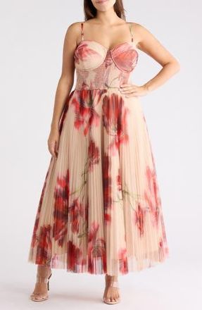 Hutch Brianna Gown in Taupe/Red Breezy Watercolor at Nordstrom Rack, Size 1X