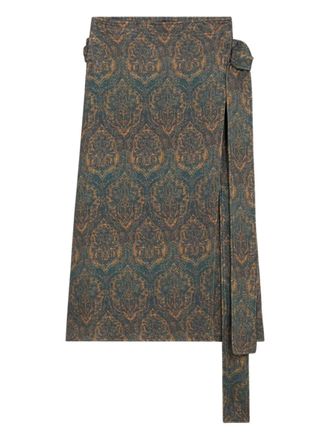 Pierre-Louis Mascia Cakesc4 printed wool midi skirt - women - Wool - S/M - Blue