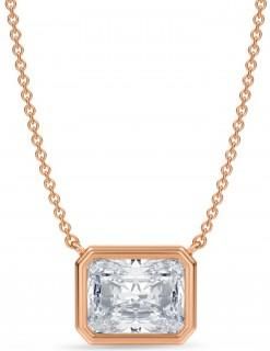 Allurez Radiant Lab Diamond Solitaire Pendant Necklace 14K Rose Gold (2.50ct)