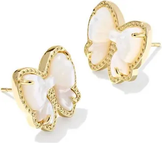Kendra Scott Womens Haley Bow Stud Earrings In Gold Mop