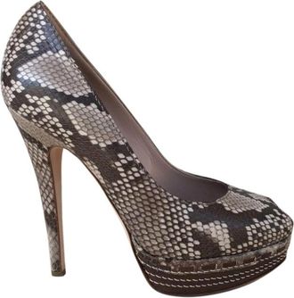 Sebastian Python Embossed Peep-Toe Pumps Size 36.5