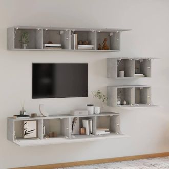 Berkfield Home Classic 6 Piece TV Cabinet Set Concrete Grey Engineered Wood