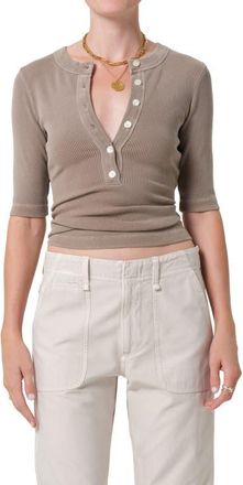 Citizens Of Humanity Nali Rib Henley in Sand Atlas Brown at Nordstrom, Size X-Small
