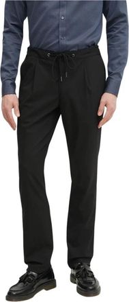 Michael Kors Geweven broek met trekkoord - Heren - Straight fit broeken - Zwart - W31 L32 - Polyester - Broeken