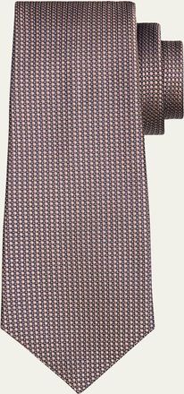 Kiton Mens Silk Geometric Jacquard Seven-Fold Tie
