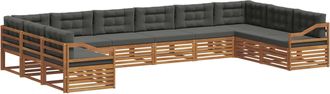 vidaXL Juegos De Sof&aacute;s 10 Uds. Natural Y Antracita Vidaxl