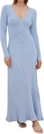 Sovere Laced Long Sleeve Midi Dress In Dawn Blue