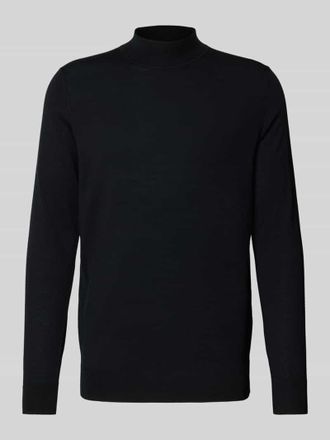 Profuomo Pullover aus Merinowolle mit Stehkragen in Black, Größe XL