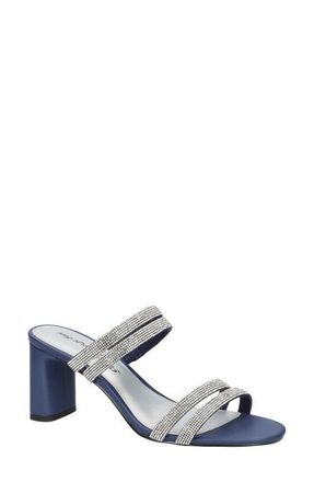 Easy Street Jemma Slide Sandal in Navy Satin Stones at Nordstrom, Size 8.5