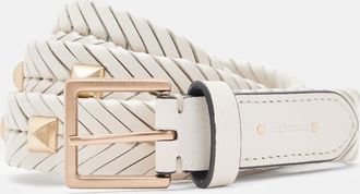 AllSaints Cow Leather Athena Woven Leather Studded Belt, Size: L/XL