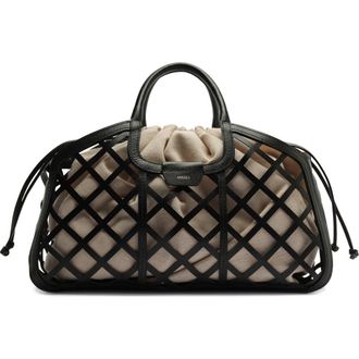 Arezzo Large Petra Leather Tote in Preto/Natural at Nordstrom