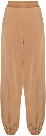 Jil Sander Joggingbroek met elastische tailleband - Dames - Sweatpants - Bruin - XS - Wol - Broeken