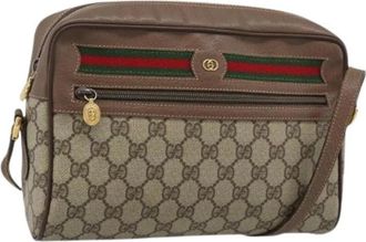 Gucci Pre-owned Vintage GG Canvas Shoulder Bag - Dames - Vintage Schoudertas - Beige - ONE Size - Leer - Vintage