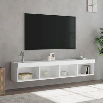 Berkfield Home TV Cabinets with LED Lights 2 pcs White 80x30x30 cm | Size: 80 x 30 x 30 cm