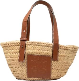 Loewe Pre-owned Tote Bags, female, Beige, Size: ONE SIZE Pre-owned Raffia Tote