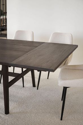 Rowico Ausziehbarer Massivholz Esstisch Plainfield Eiche Dunkelbraun, 220-320 x 100 cm