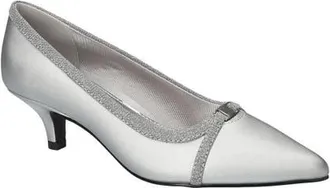 Easy Street Zayn Kitten Heel Pump in Silver Satin at Nordstrom, Size 7.5
