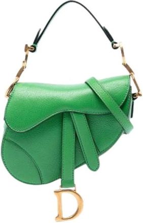 Dior Pre-owned Saddle Bag - Dames - Vintage Schoudertas - Groen - ONE Size - Leer - Vintage