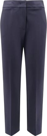 Max Mara Pegno Broeken - Dames - Straight fit broeken - Blauw - L - Leer - Broeken