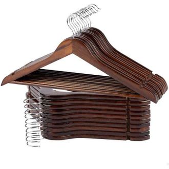 OEM Gianno Store - Juego De 20 Perchas De Madera Marr&oacute;n, 44,5 X 23 Cm, Con Ganchos Giratorios De Acero, Muescas Y Barra Para Pantalones