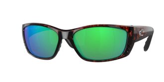Costa Mens Fisch Reader Rectangular Polarized Sunglasses In Tortoise/green Mirror