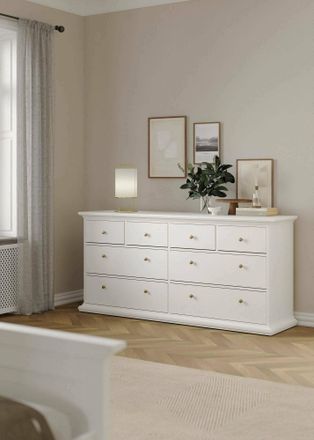 Dmora C&oacute;moda Dmora De Ocho Cajones, Color Blanco, 183,4 X 86,88 X 48,5 Cm, Con Embalaje Reforzado