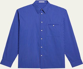 Helmut Lang Mens Pinstripe Poplin Double-Pocket Button-Down Shirt