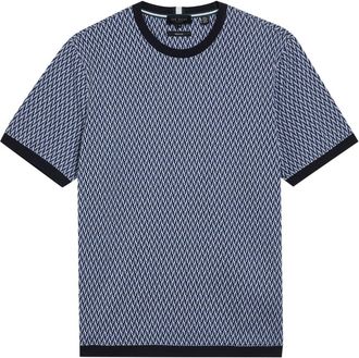 Ted Baker Finity Regular Jacquard Blauw T-shirt