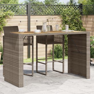 vidaXL Mesa Alta Jard&iacute;n Superficie Madera Rat&aacute;n Pe Gris 185x80x110 Cm Vidaxl
