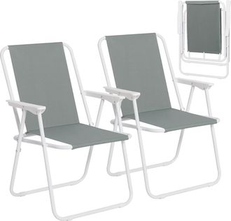Woltu Woltu Sedie Da Tavolo Pieghevoli. Set 2. Sedia Da Esterno. Sedia Camping Portatile. Sedia Spiaggia O Campeggio In Oxford. Grigio Scuro
