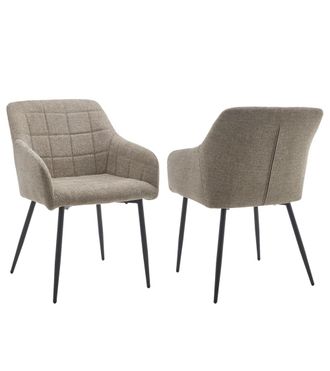 Home Heavenly Pack de 2 sillas de patas negras tela jaspeada tostado 82 x 61 x 57 cm