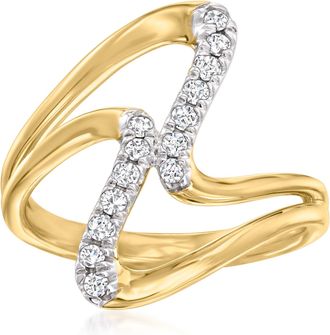 Ross-Simons Diamond Double-Wave Ring in 18kt Gold Over Sterling