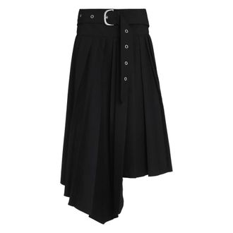 Off-white Midi Skirts, female, Black, S, Pleated asymmetrical skirt