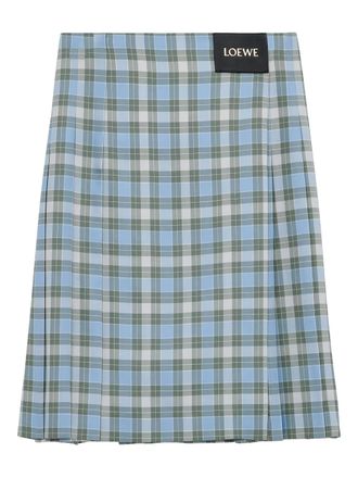 Loewe Pleated skirt in wool blend - Blauw