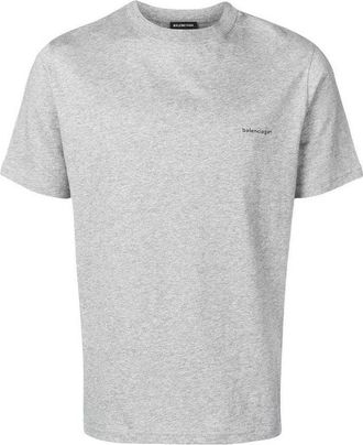 Balenciaga Small Logo Print Cotton T-Shirt Grey 556151TYK281300