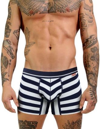 Mosmann Mens Ultra-Soft Boxers in Navy Stripe at Nordstrom, Size X-Large Au
