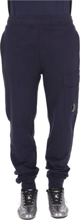 C.P. Company Diagonal Raised Fleece Lens Trainingsbroeken - Heren - Sweatpants - Blauw - S - Katoen - Broeken