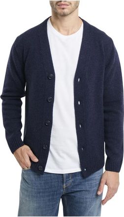 Daniele Fiesoli Cardigan met knopen - Heren - Vesten - Blauw - XL - Wol - Truien & Vesten