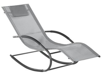 Beliani Tumbona mecedora metal gris claro